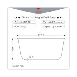 Titanium Bowl 7 Titanium Bowl -AU Camping Equipment Sales 2024 Ti5321